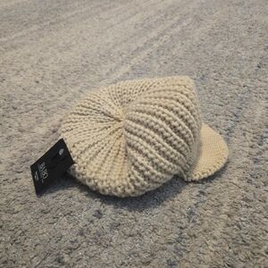 BA-BO Florence Italy Chunky Knit Newsboy Beret Hat – Cream Ivory Wool Blend – NW